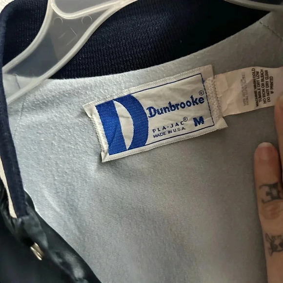 Vintage 1980s Dunbrooke Pla Jac Bomber Jacket Silk Blue M - Picture 2 of 7